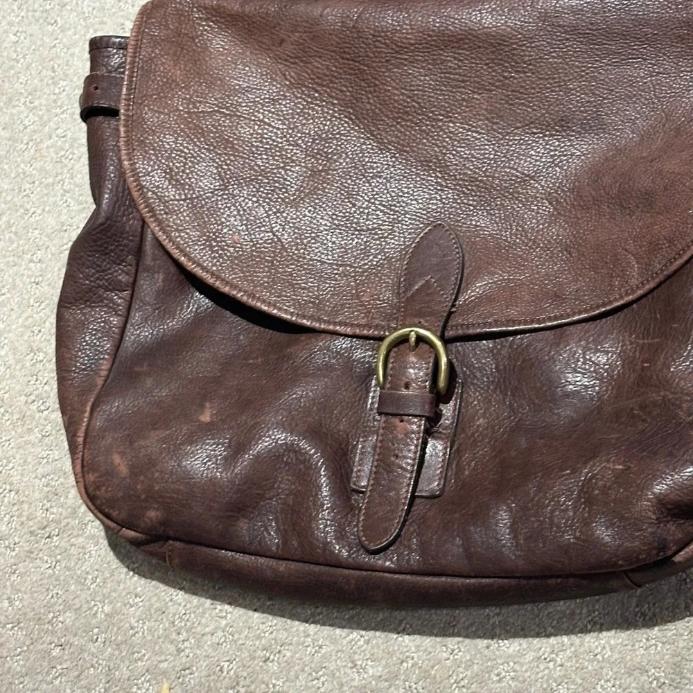 GAP Mens Brown Pebbled Leather Messenger Bag Satchel Laptop Crossbody Vintage
